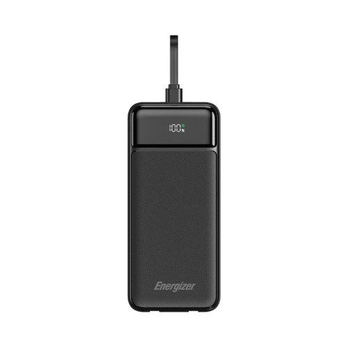 پاوربانک 10000 میلی‌آمپر انرجایزر 22.5 وات مدل Energizer UE10084PQ به همراه کابل USB-C و لایتنینگ متصل با گارانتی 12 ماهه شرکتی