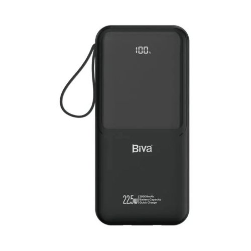 پاوربانک 20000 میلی آمپر بیوا 22.5 وات مدل Biva BP-086 به همراه 2 کابل USB-C و لایتنینگ متصل با گارانتی 18 ماهه شرکتی