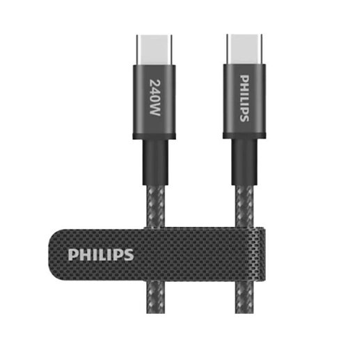 کابل شارژ کنفی USB-C به USB-C فیلیپس مدل Philips DLC7030C توان 240 وات طول 1 متر با گارانتی 24 ماهه شرکتی