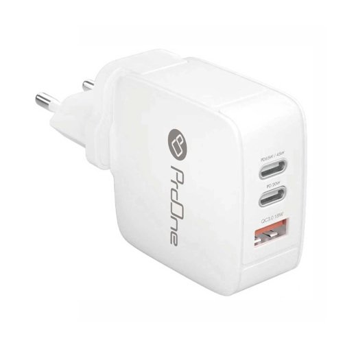 شارژر دیواری 65 وات پرووان مدل ProOne PWC565 با 2 خروجی USB-C و 1 خروجی USB با گارانتی 12 ماهه شرکتی