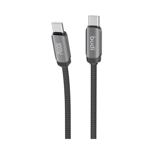کابل شارژ کنفی USB-C به USB-C بودی مدل Budi DC266TT12B توان 100 وات طول 1.2 متر با گارانتی ۱۸ ماهه شرکتی (۶ ماه تعویض)