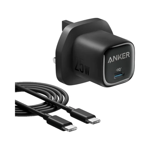 شارژر دیواری 25 وات انکر مدل B2656 با 1 خروجی USB-C به همراه کابل USB-C به USB-C با گارانتی 18 ماهه شرکتی