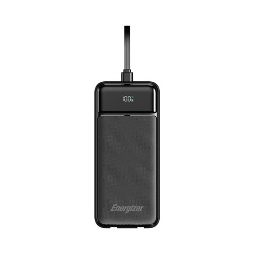 پاوربانک 20000 میلی‌آمپر انرجایزر 22.5 وات مدل Energizer UE20084PQ به همراه کابل USB-C و لایتنینگ متصل با گارانتی 12 ماهه شرکتی