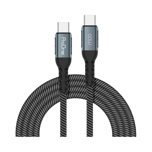 کابل شارژ USB-C به USB-C پرووان مدل ProOne PCC104 توان 60 وات طول 1 متر با گارانتی 12 ماهه شرکتی